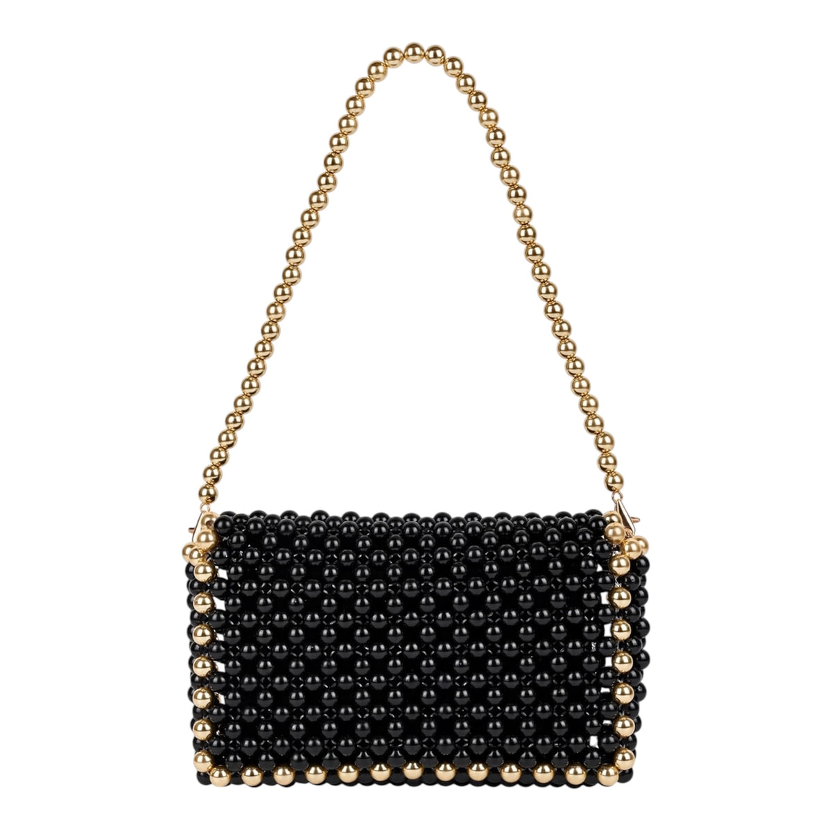 Pochette nero/oro rettangolare con tracolla rimovibile