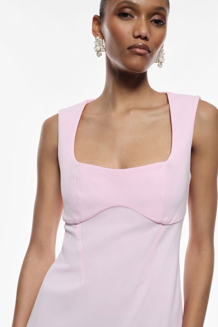 Abito rosa confetto midi senza maniche tinta unita