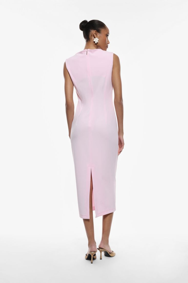 Abito rosa confetto midi senza maniche tinta unita