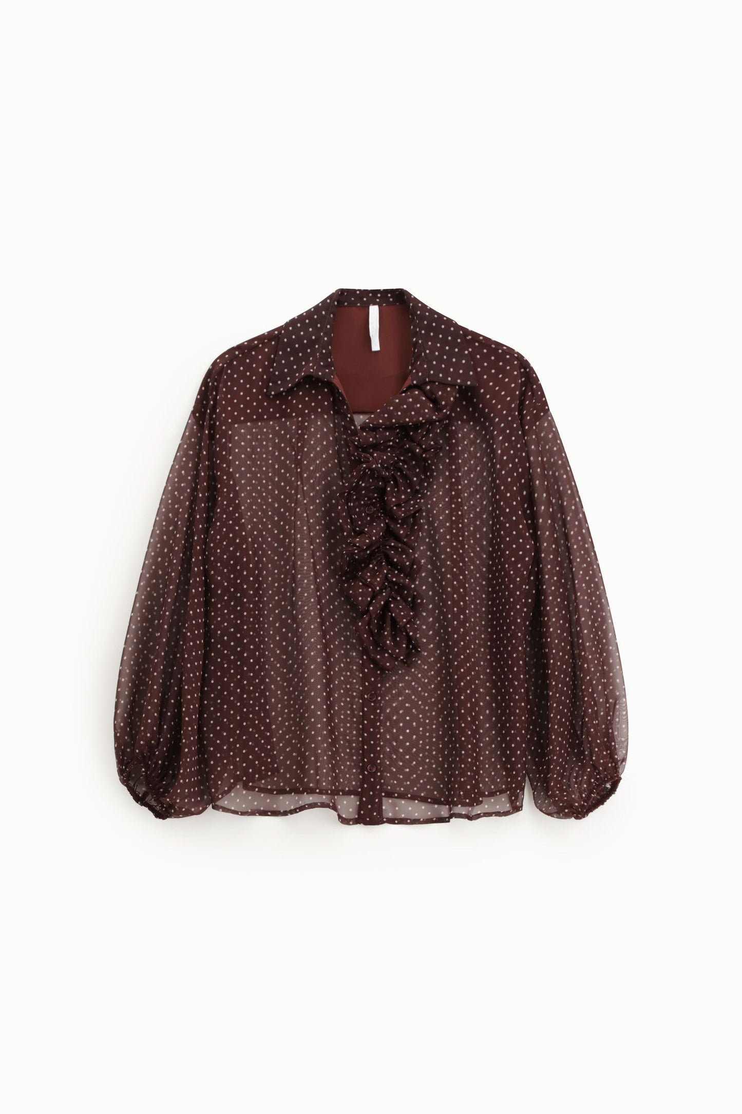 Camicia a pois con maniche lunghe e colletto