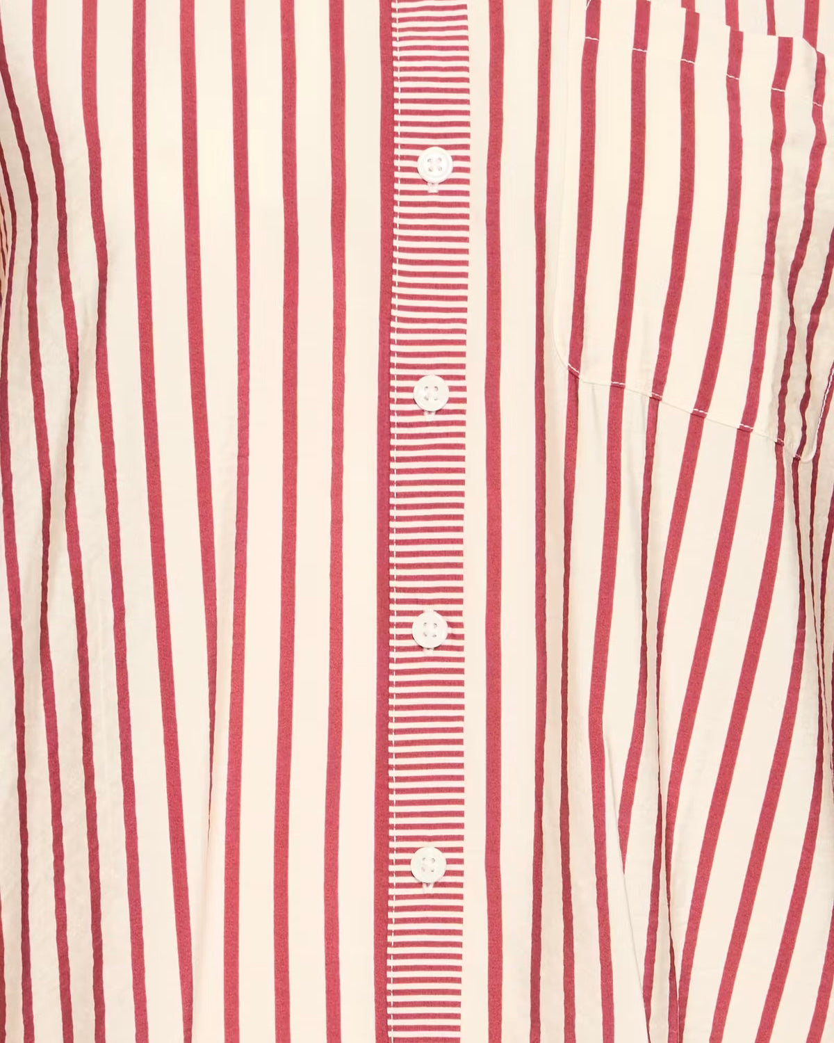 Camicia regular manica lunga bordeaux/panna con taschino laterale