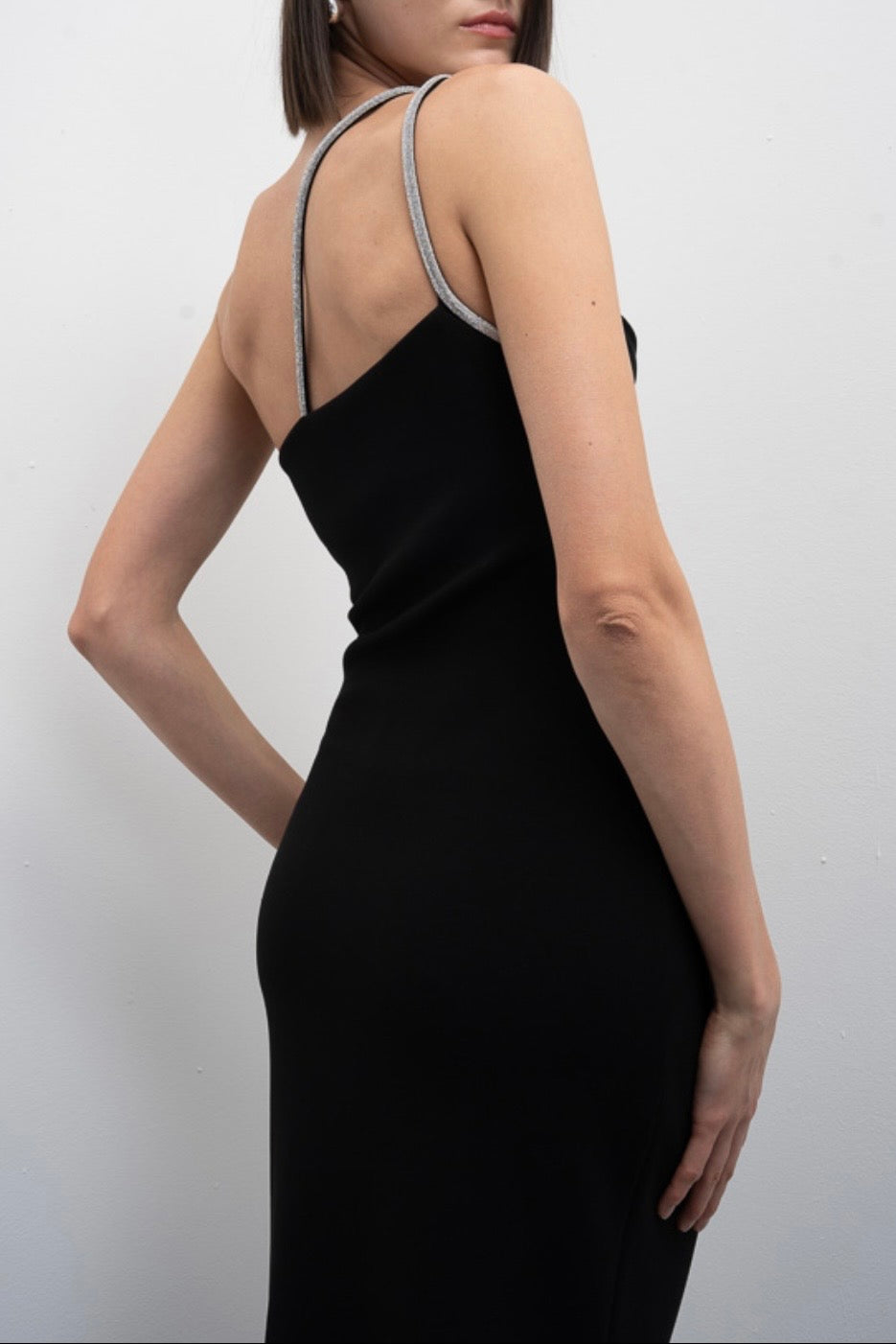 Tubino nero midi con strass Lunar