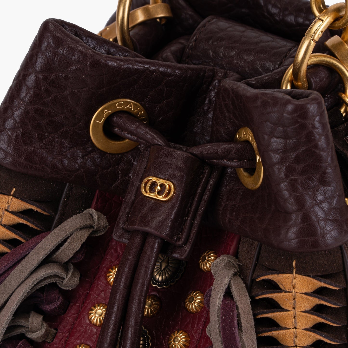 Secchiello marrone con frange Jungle