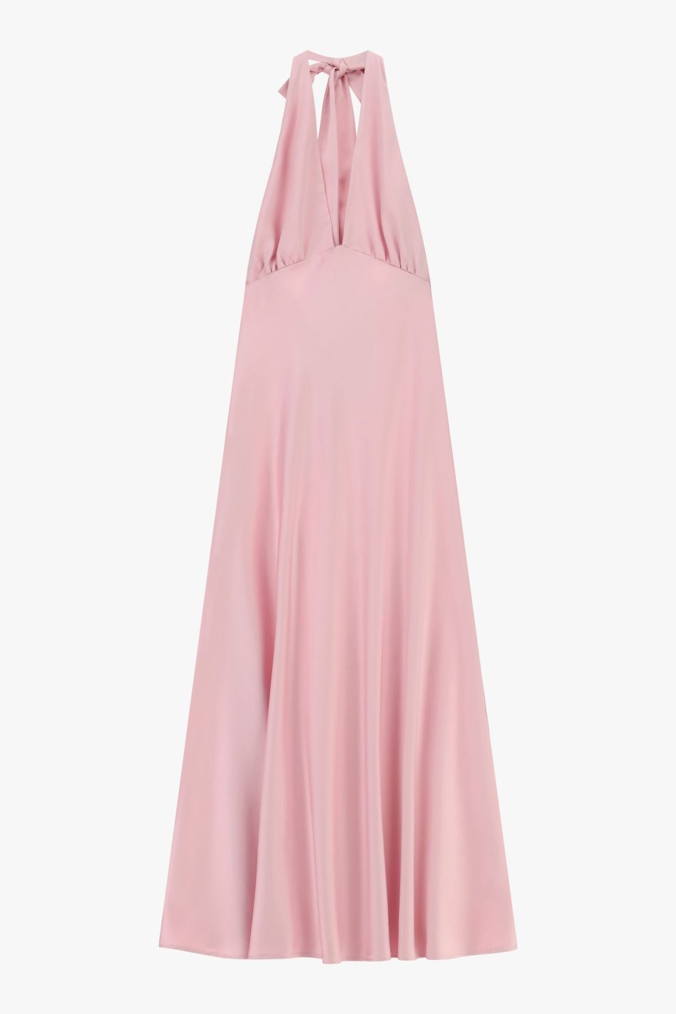 Abito lungo rosa con scollatura posteriore
