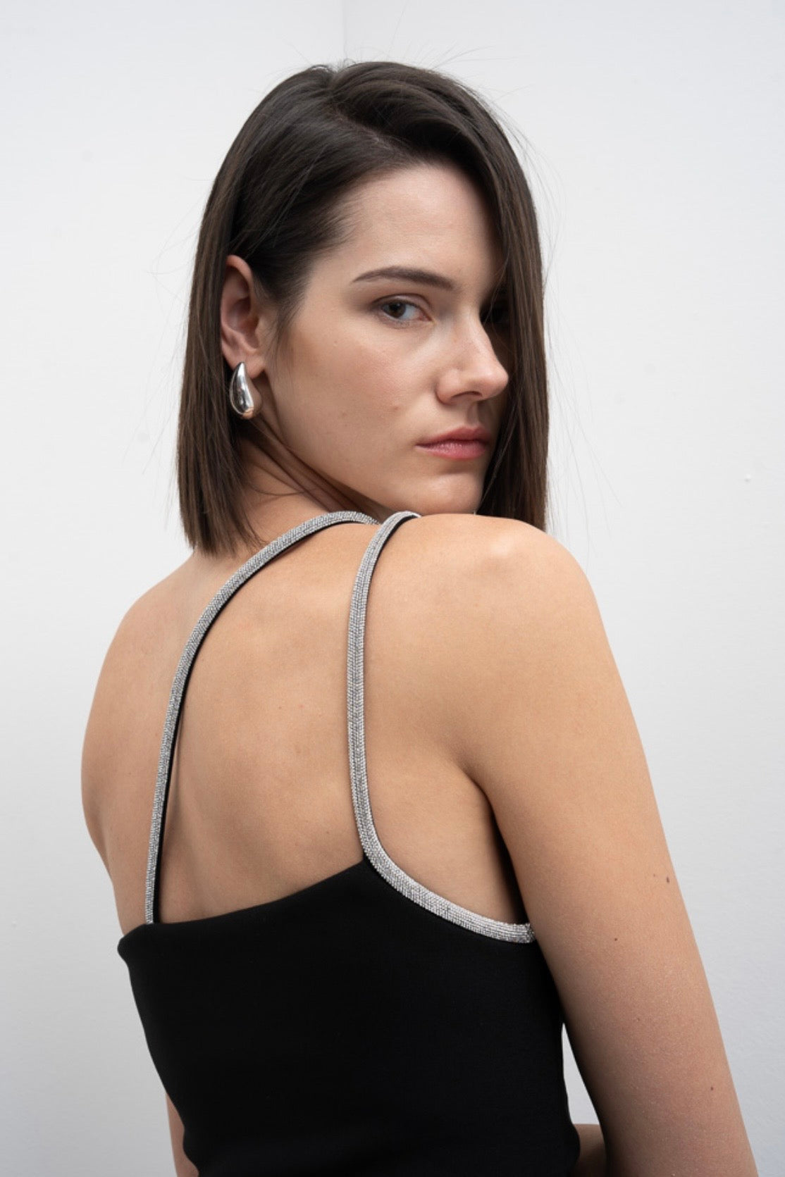 Tubino nero midi con strass Lunar