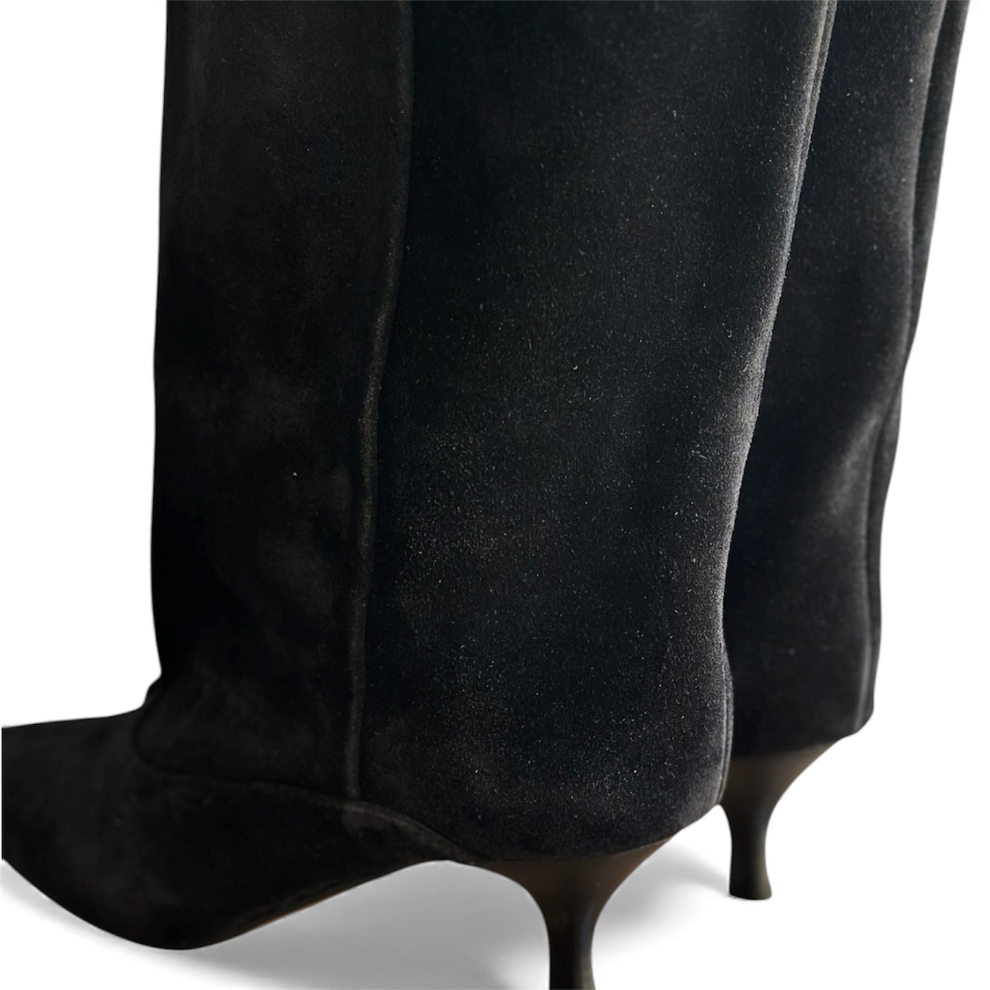 Stivale alto nero in camoscio