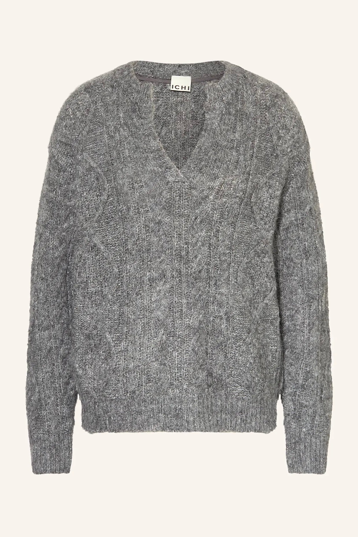Maglione grigio con con trecce