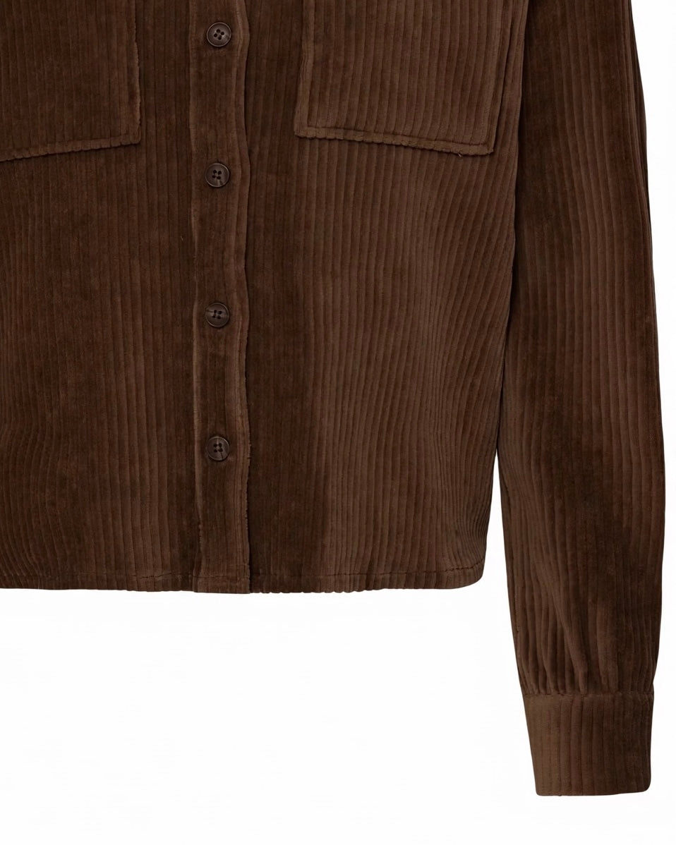 Completo velluto a costine moro camicia e pantalone palazzo