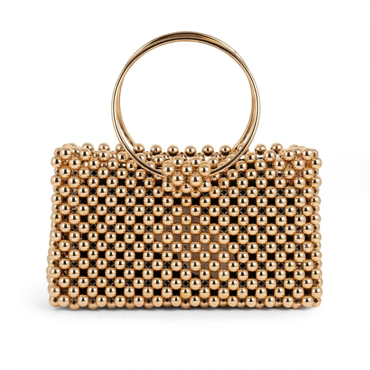 Gold handbag with rigid handle