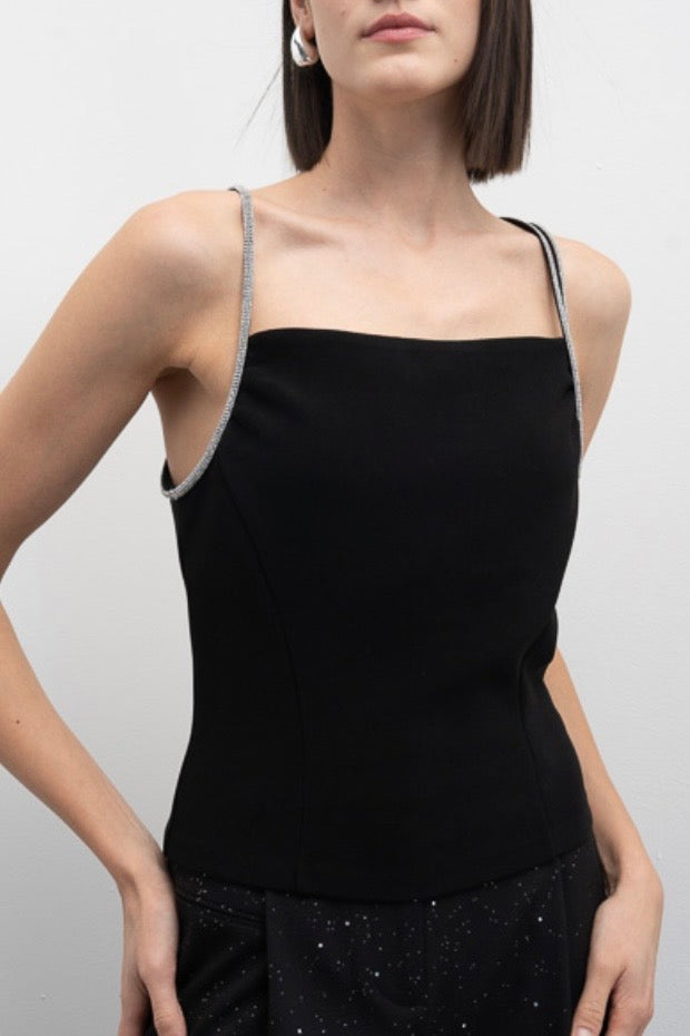 Top nero con strass Copper