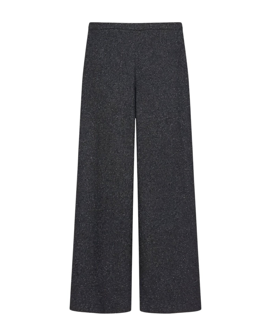 Tailleur nero giacca ricamata e pantalone largo