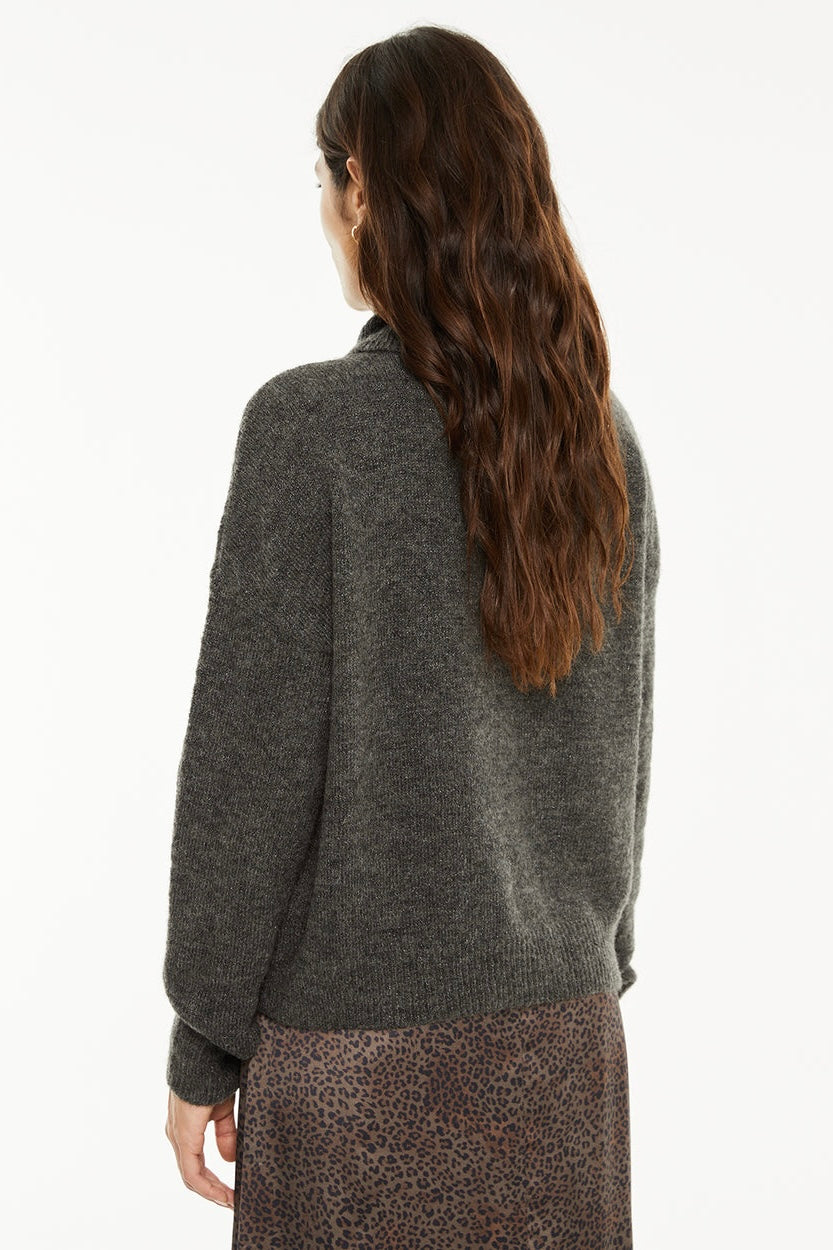 Maglione grigio scuro con lurex
