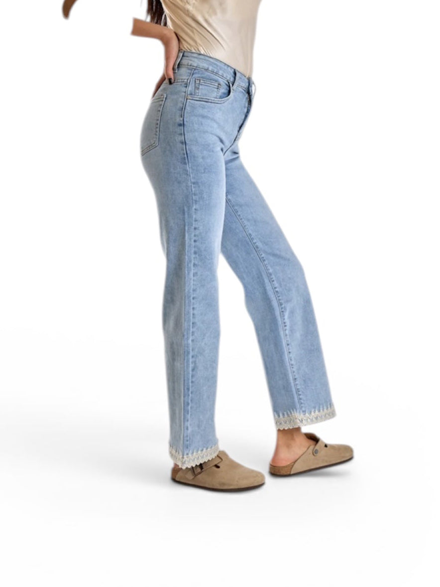 Jeans ricamo palazzo