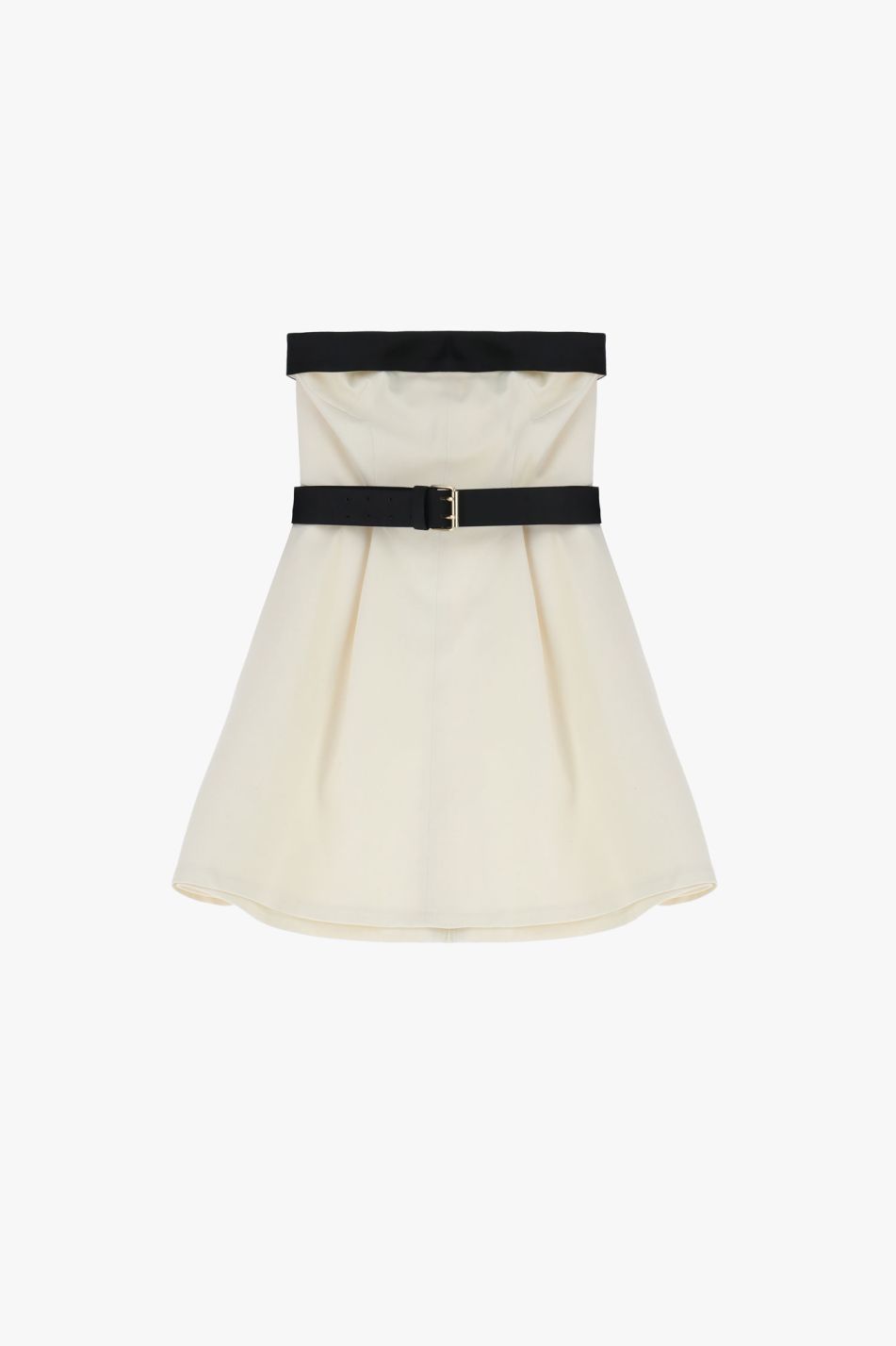 Abito corto colorblock con scollatura dritta e cintura