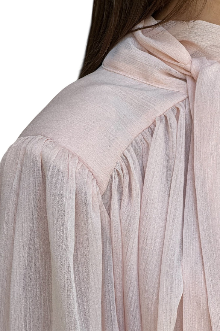 Blusa morbida cipria con fiocco