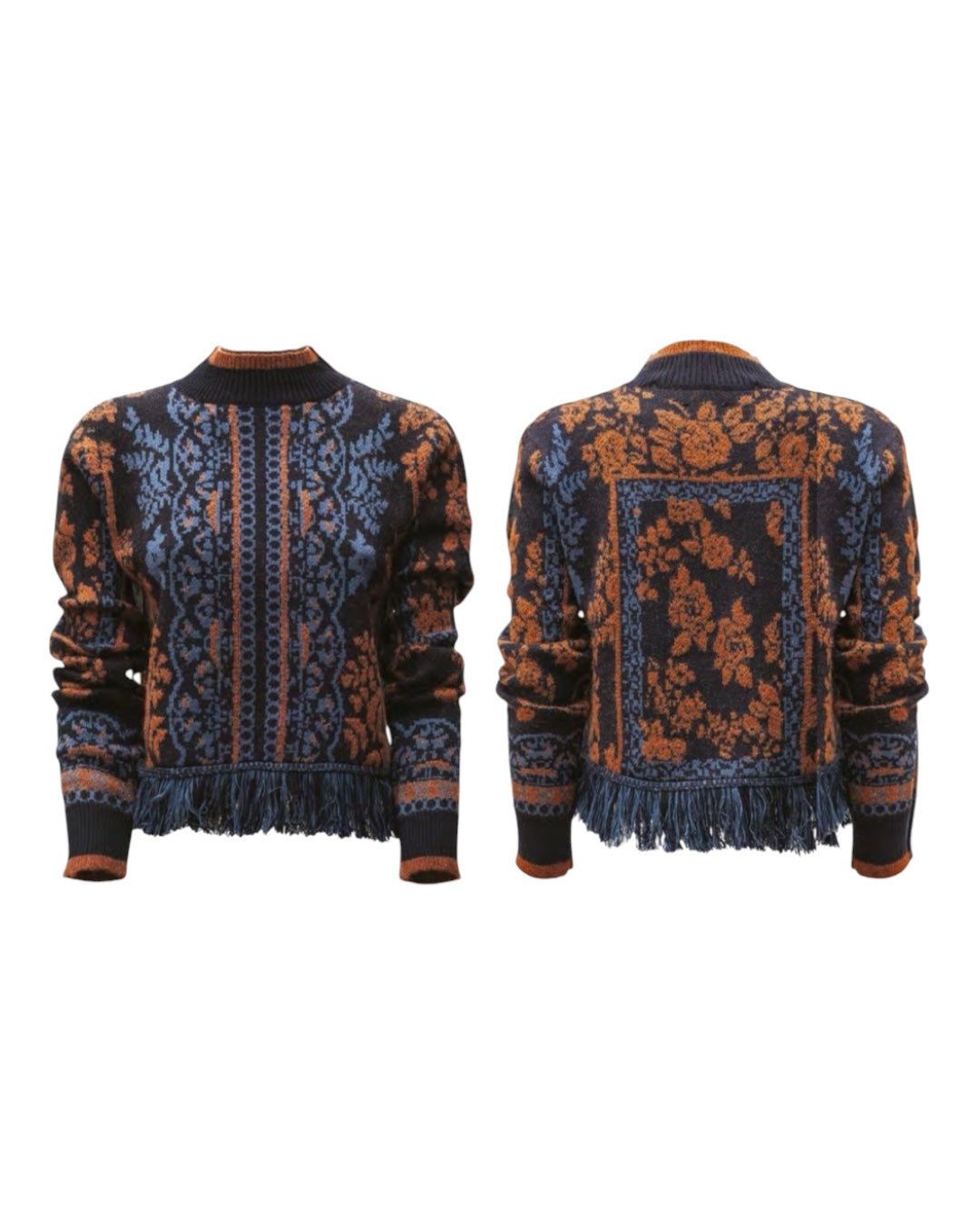 Maglione fantasia blu/camel