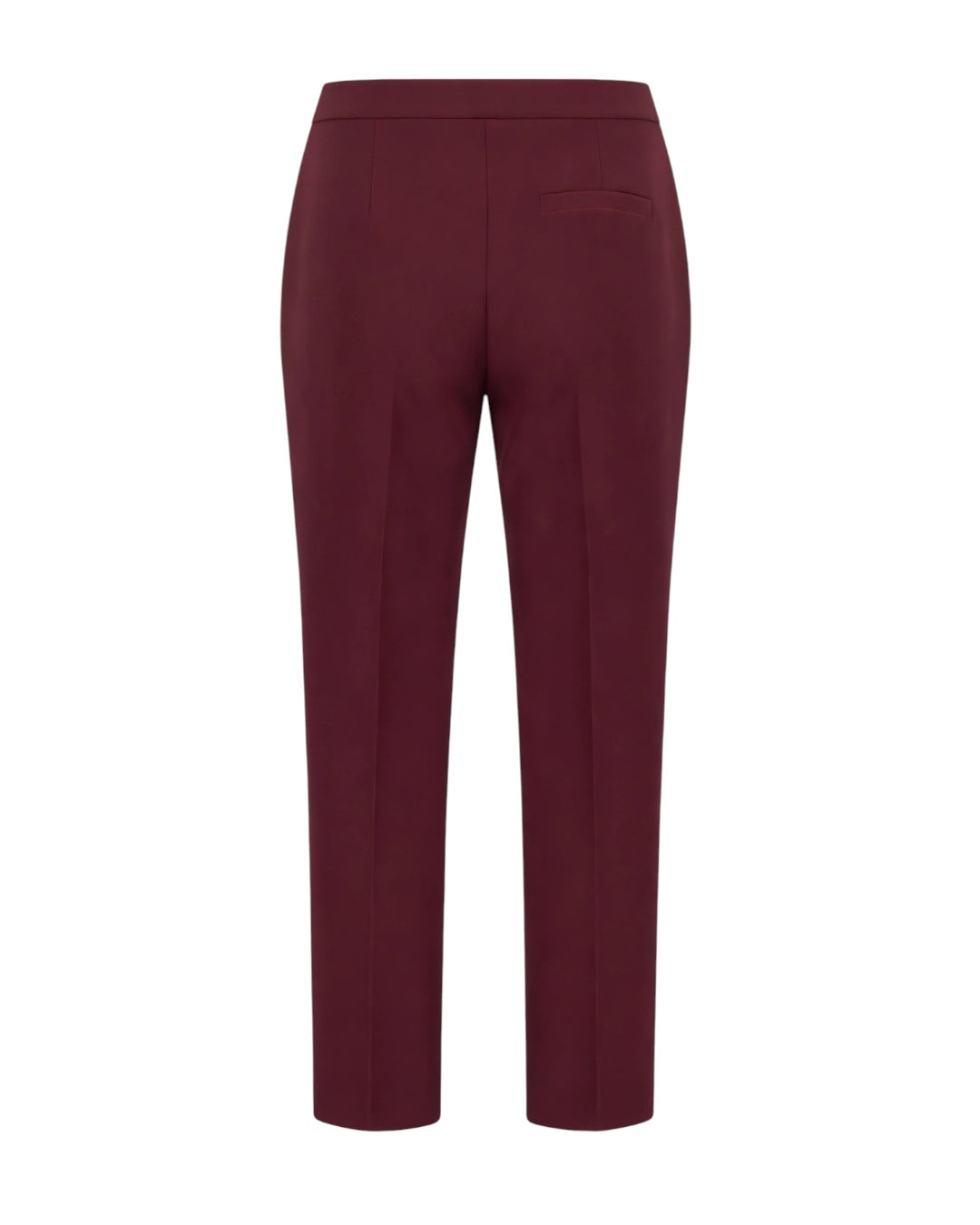 Tailleur bordeaux giacca monopetto e pantalone sigaretta con spacchi laterali