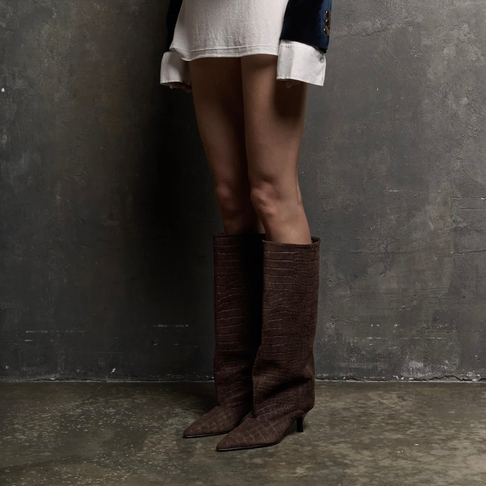 Tall black nappa boot