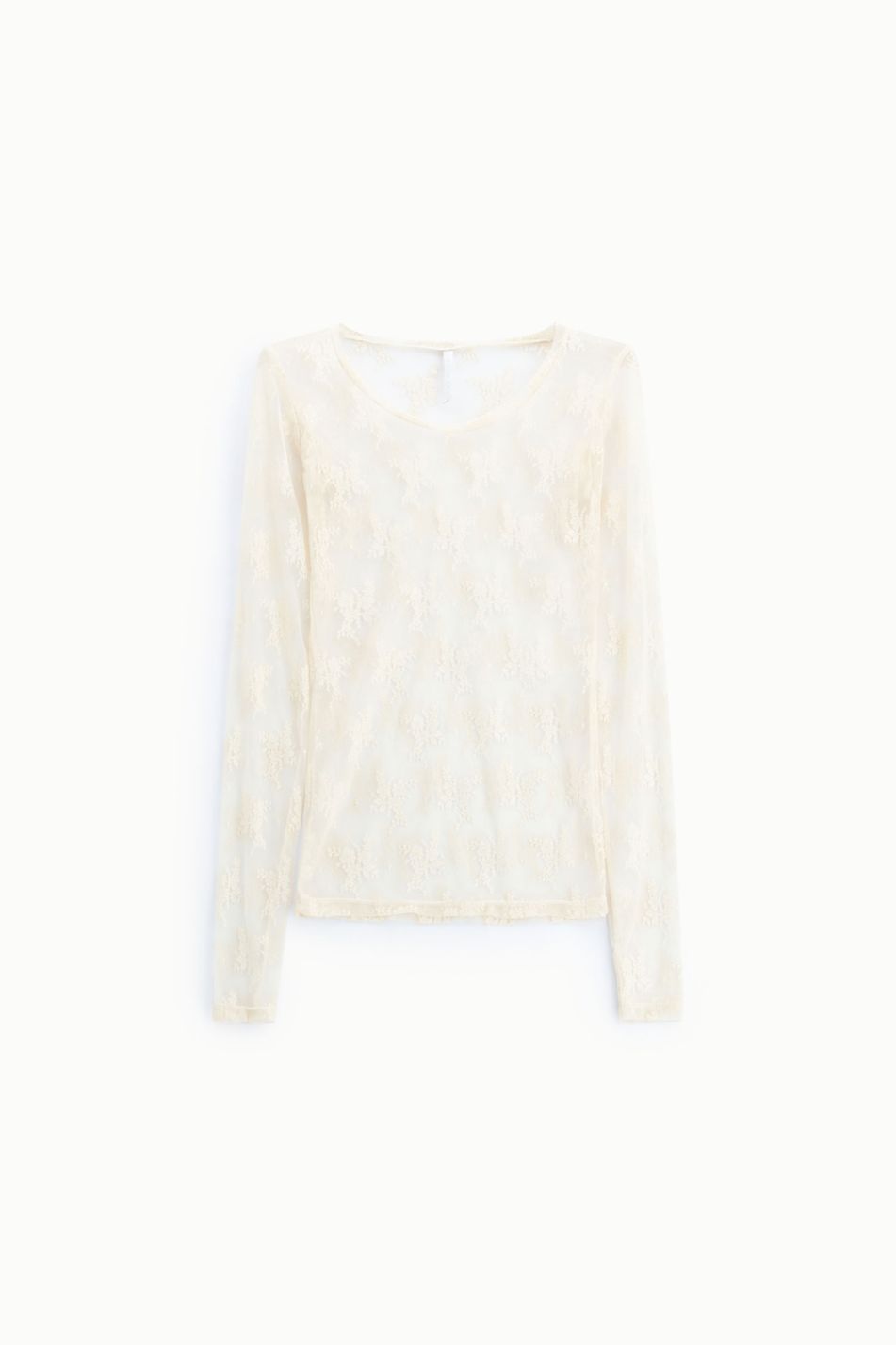 Maglia panna manica lunga effetto pizzo