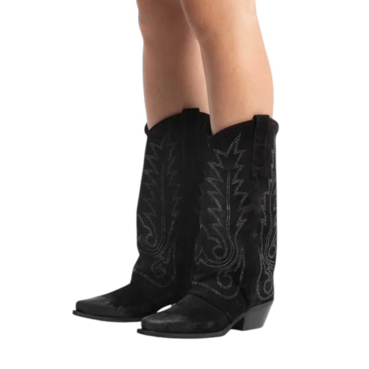 Stivali texani in camoscio nero