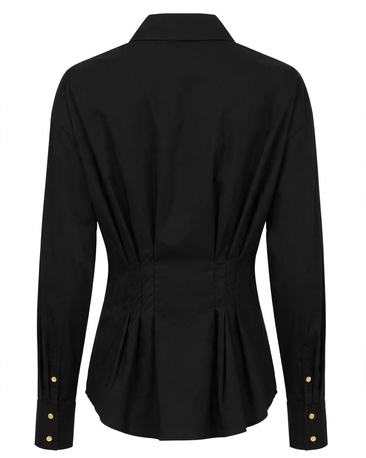 Camicia nera manica lunga con drappeggio