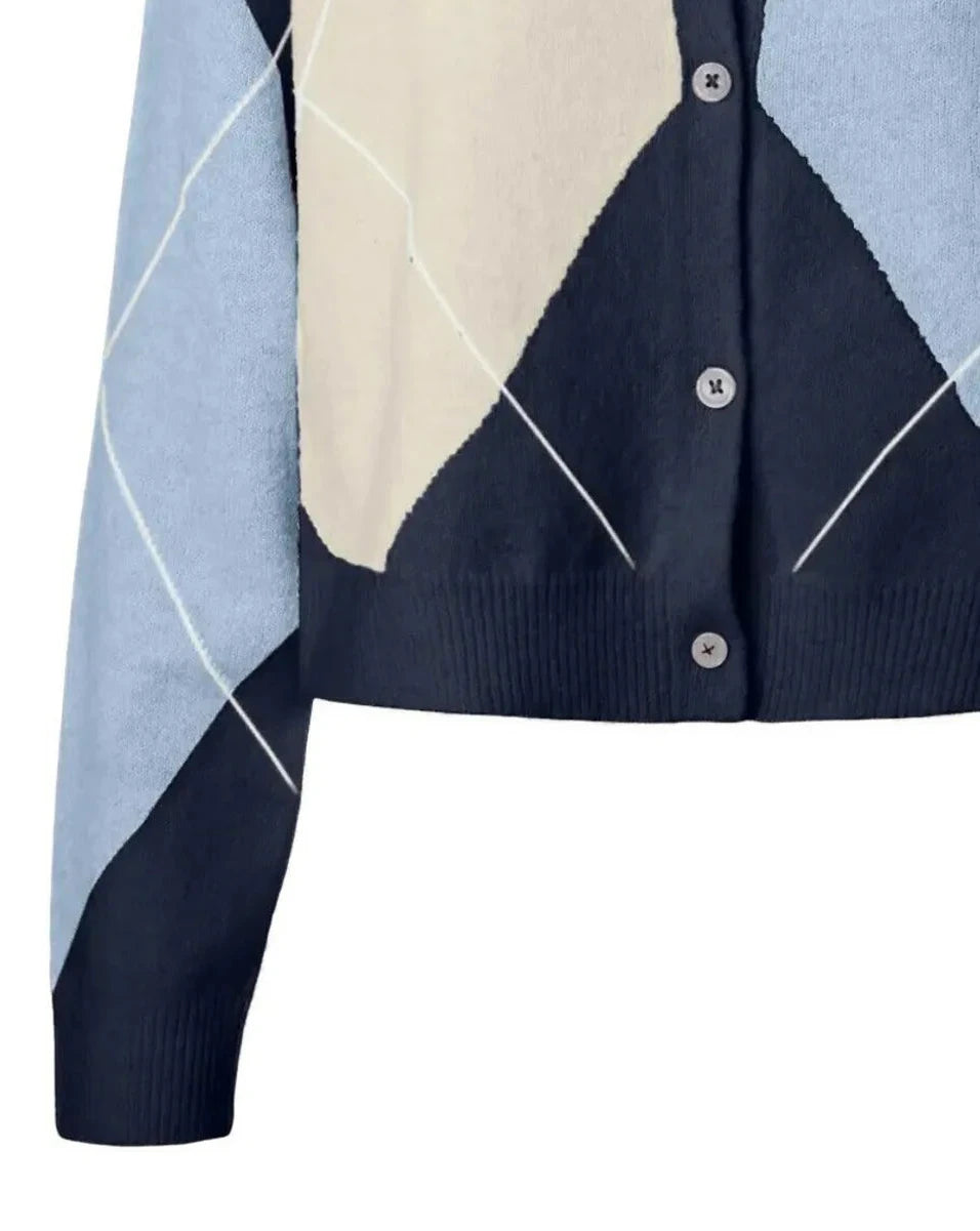 Cardigan rombi blue/panna/celeste