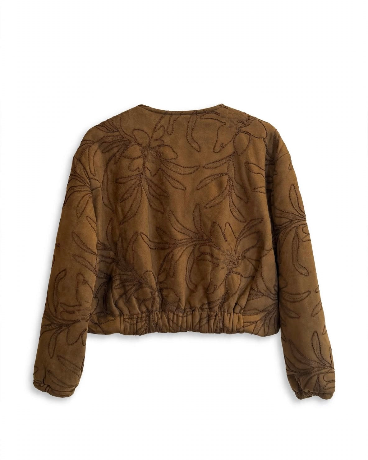 Brown damask-effect bomber jacket