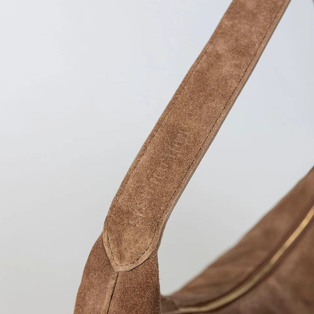 Borsa in pelle scamosciata camel