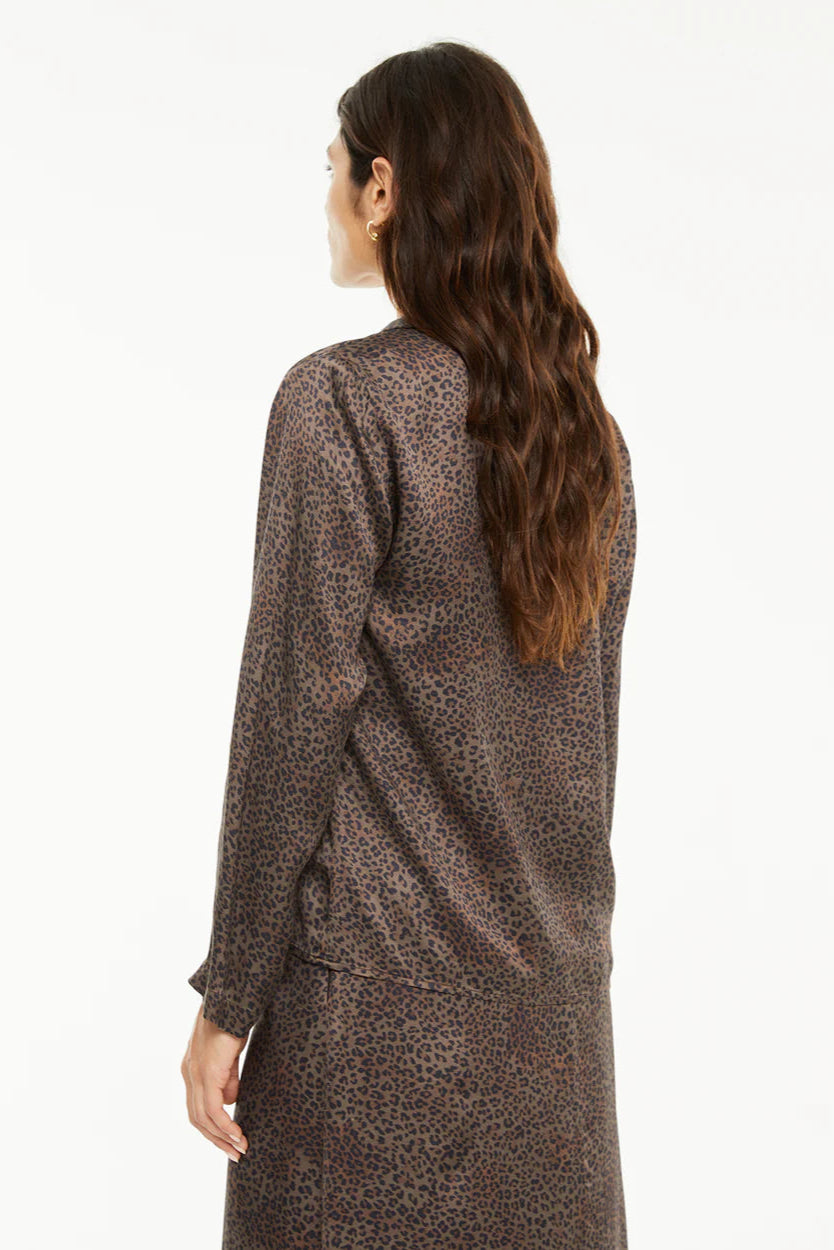Camicia marrone fantasia animalier