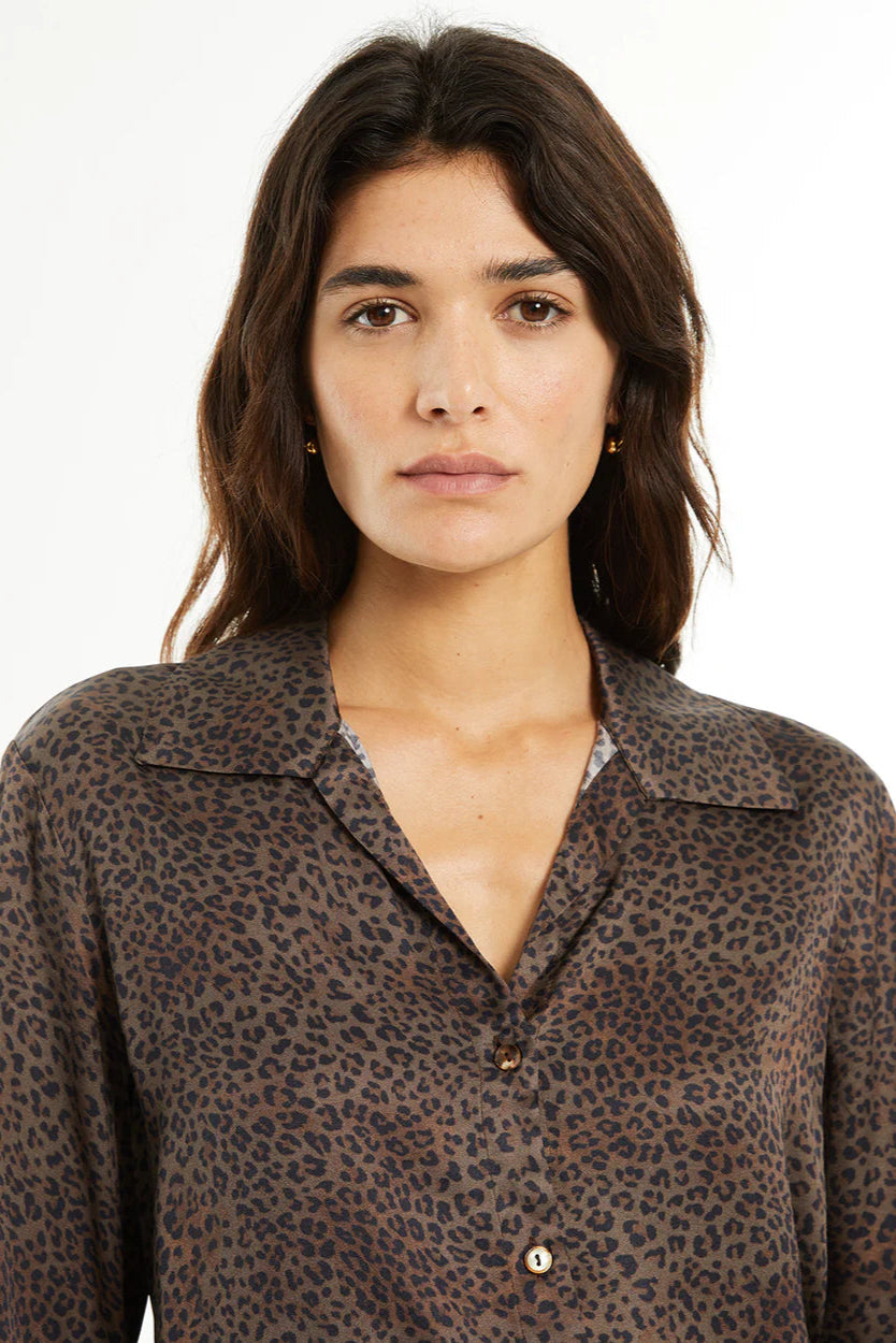 Camicia marrone fantasia animalier