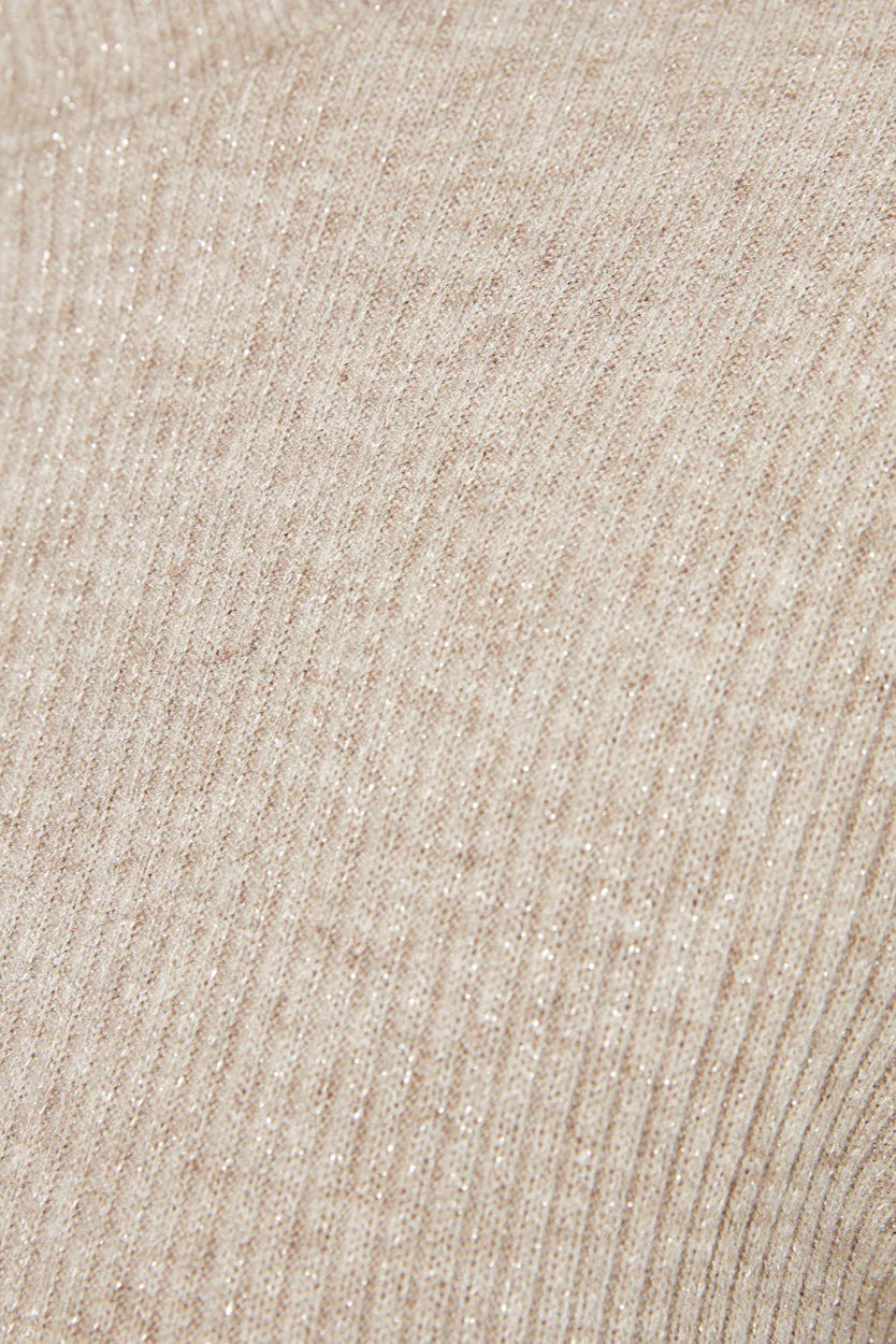 Maglioncino a costine beige con lurex
