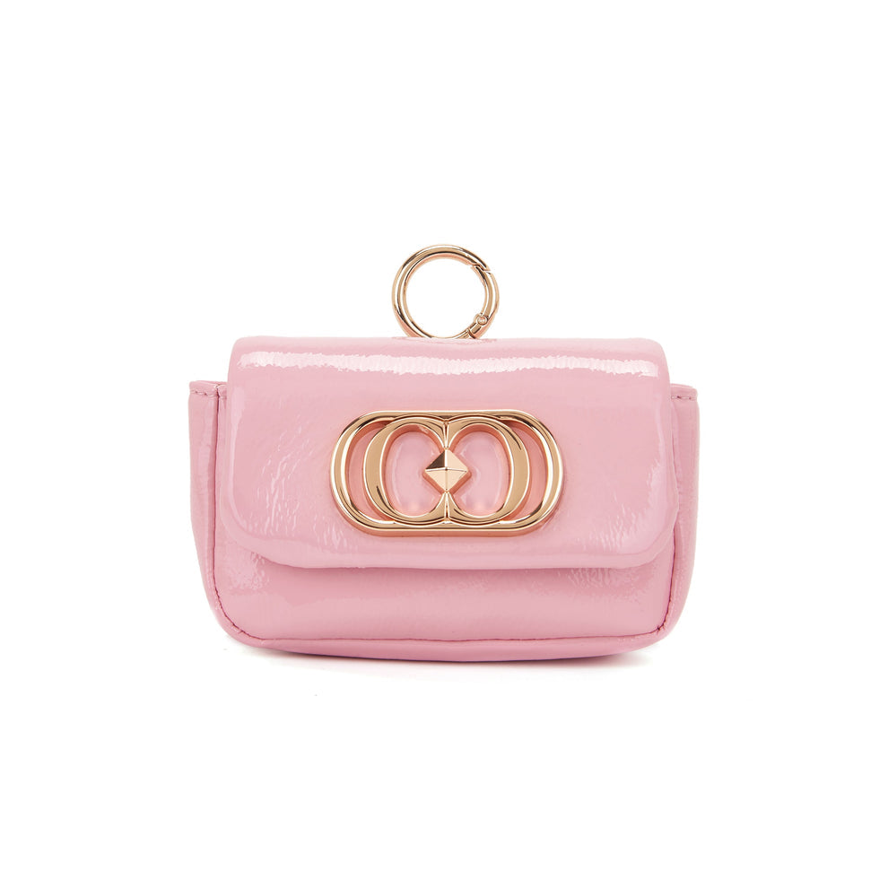 Charm in vernice Pink con logo ed anello in metallo