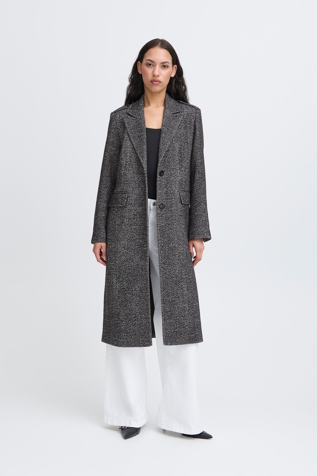Cappotto nero spigato IHMMALU