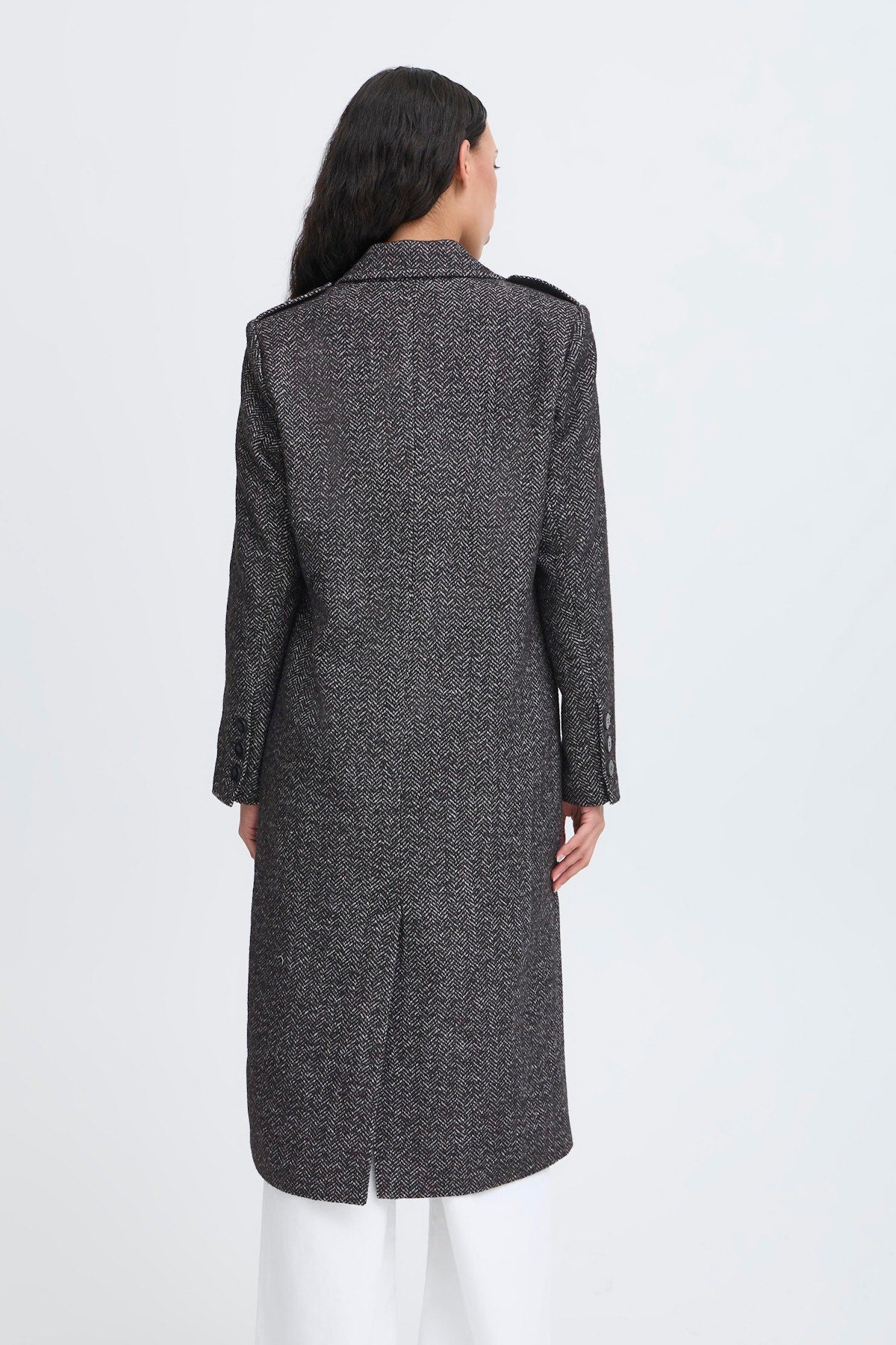 Cappotto nero spigato IHMMALU