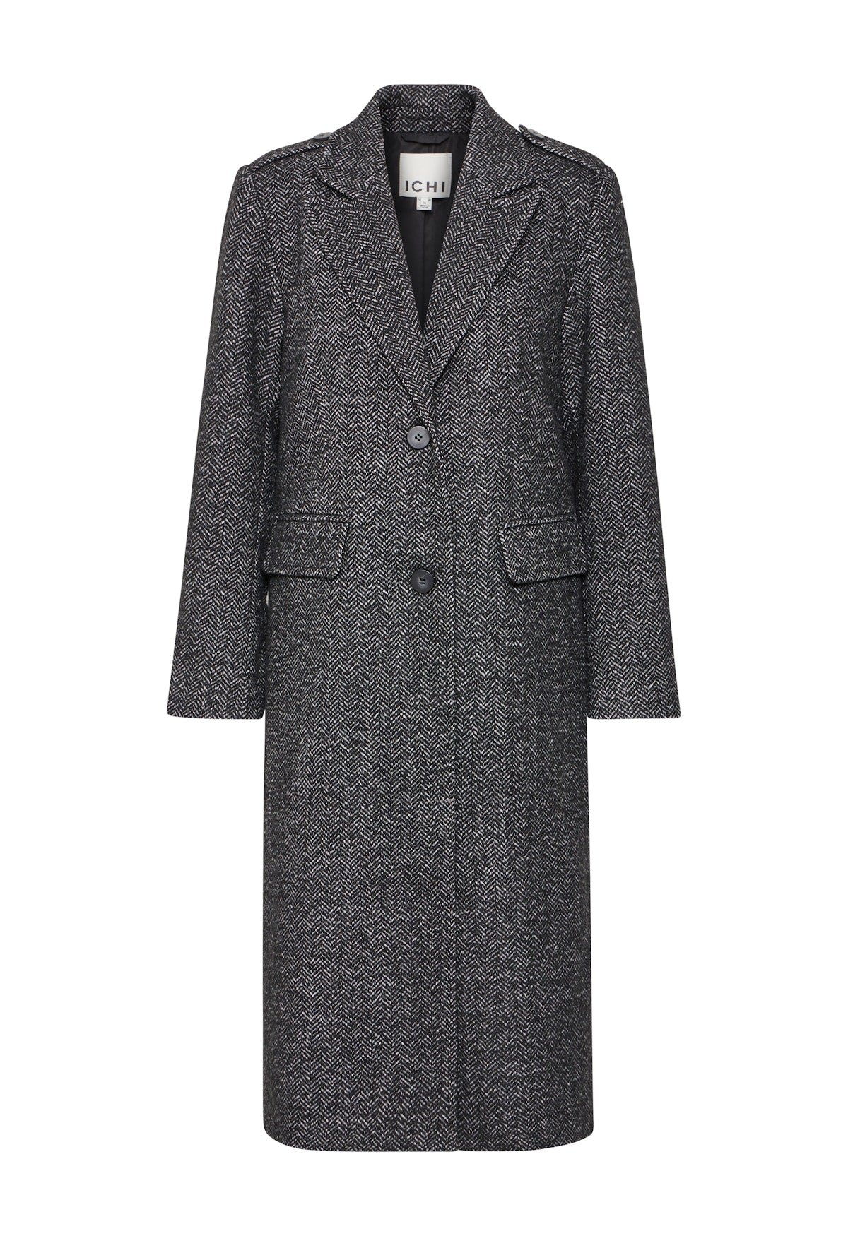 Cappotto nero spigato IHMMALU