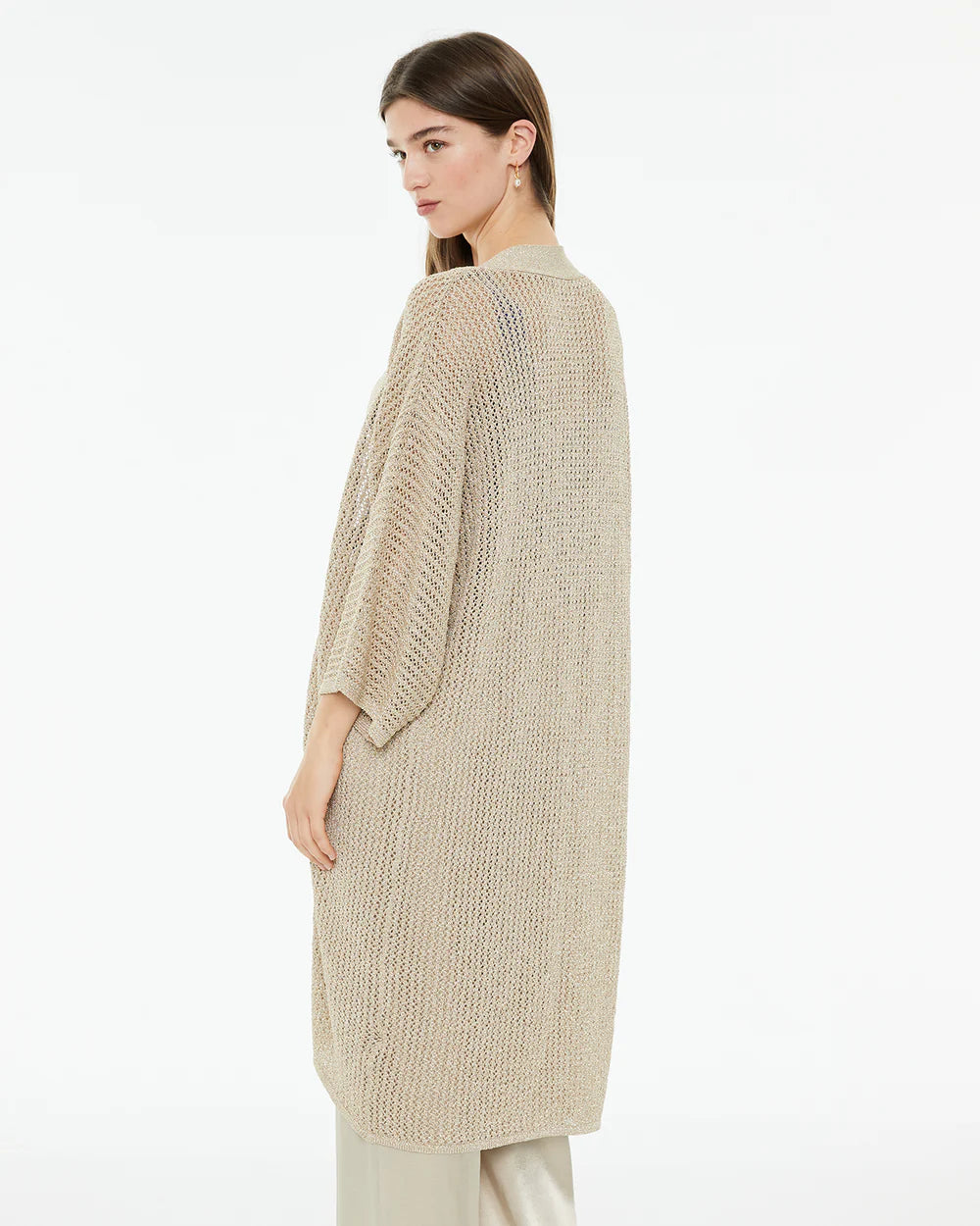 Kimono lungo in maglia traforata lurex