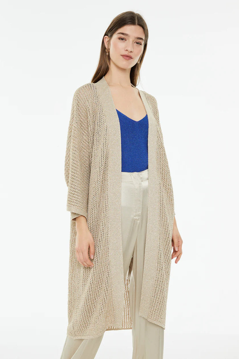 Kimono lungo in maglia traforata lurex