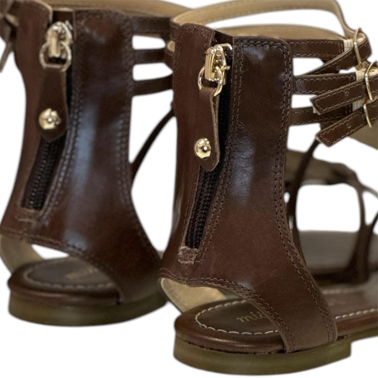 Sandalo basso etnico marrone con applicazioni platino