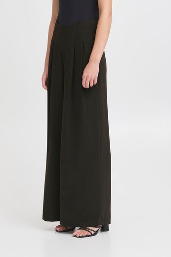 Pantalone nero a vita alta con pinces Ihlinta