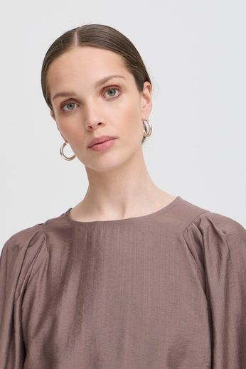 Blusa marrone con elastici ai polsi Ihwilma