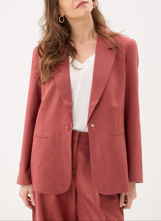 Giacca blazer color ruggine con chiusura a clip