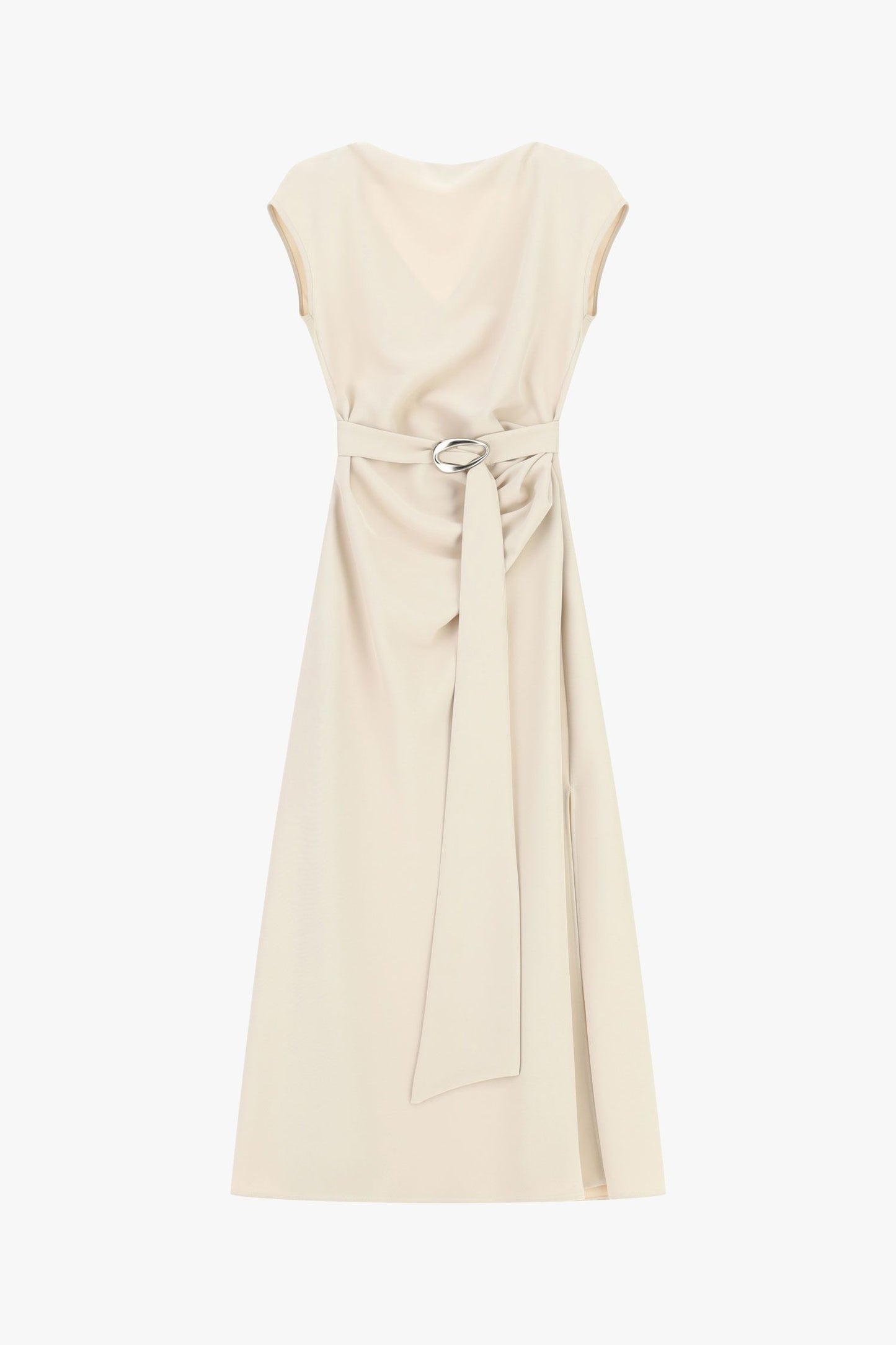 Vestito lungo con scollo asimmetrico