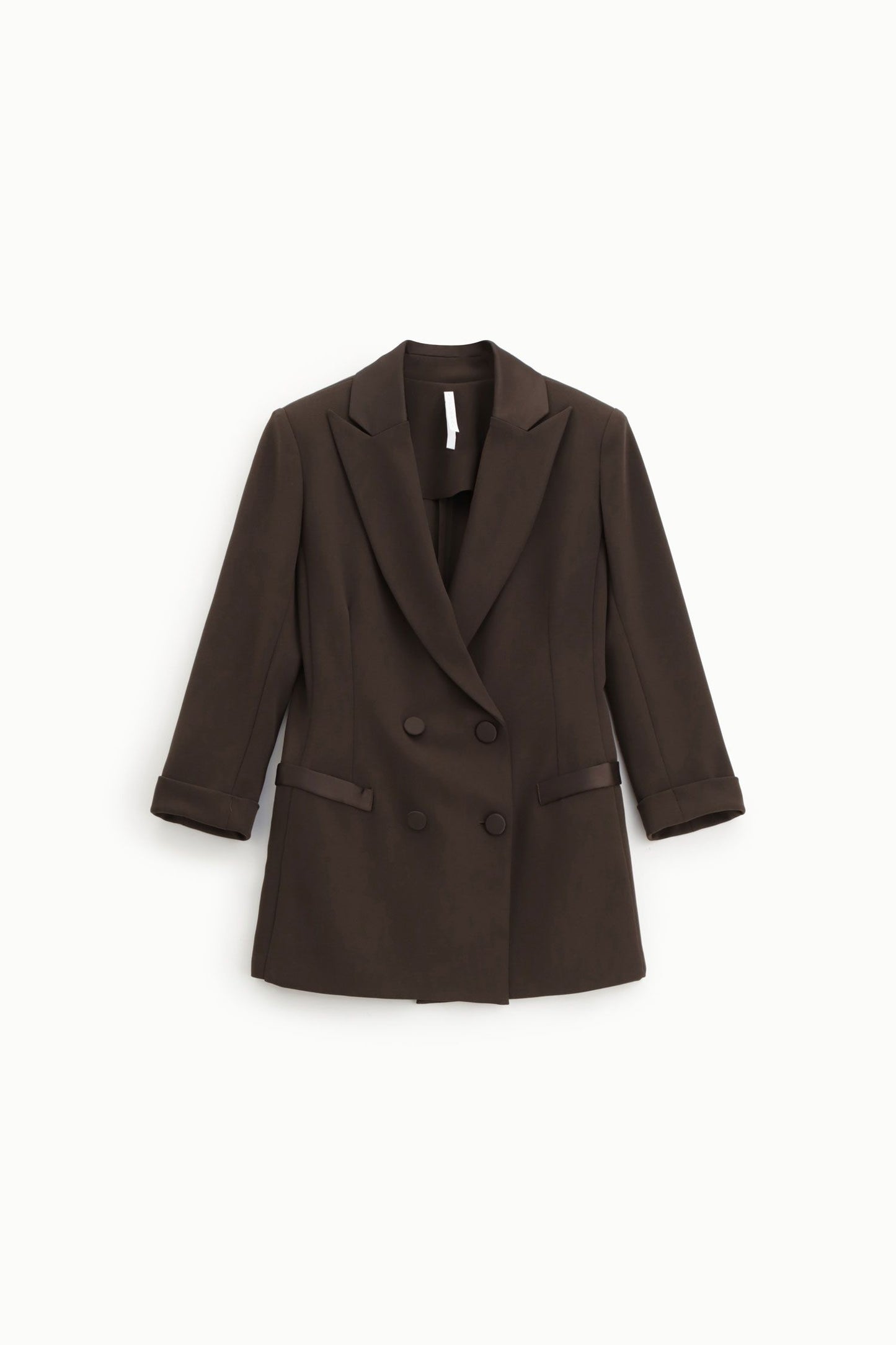 Tailleur moro con blazer doppiopetto e pantaloni svasati