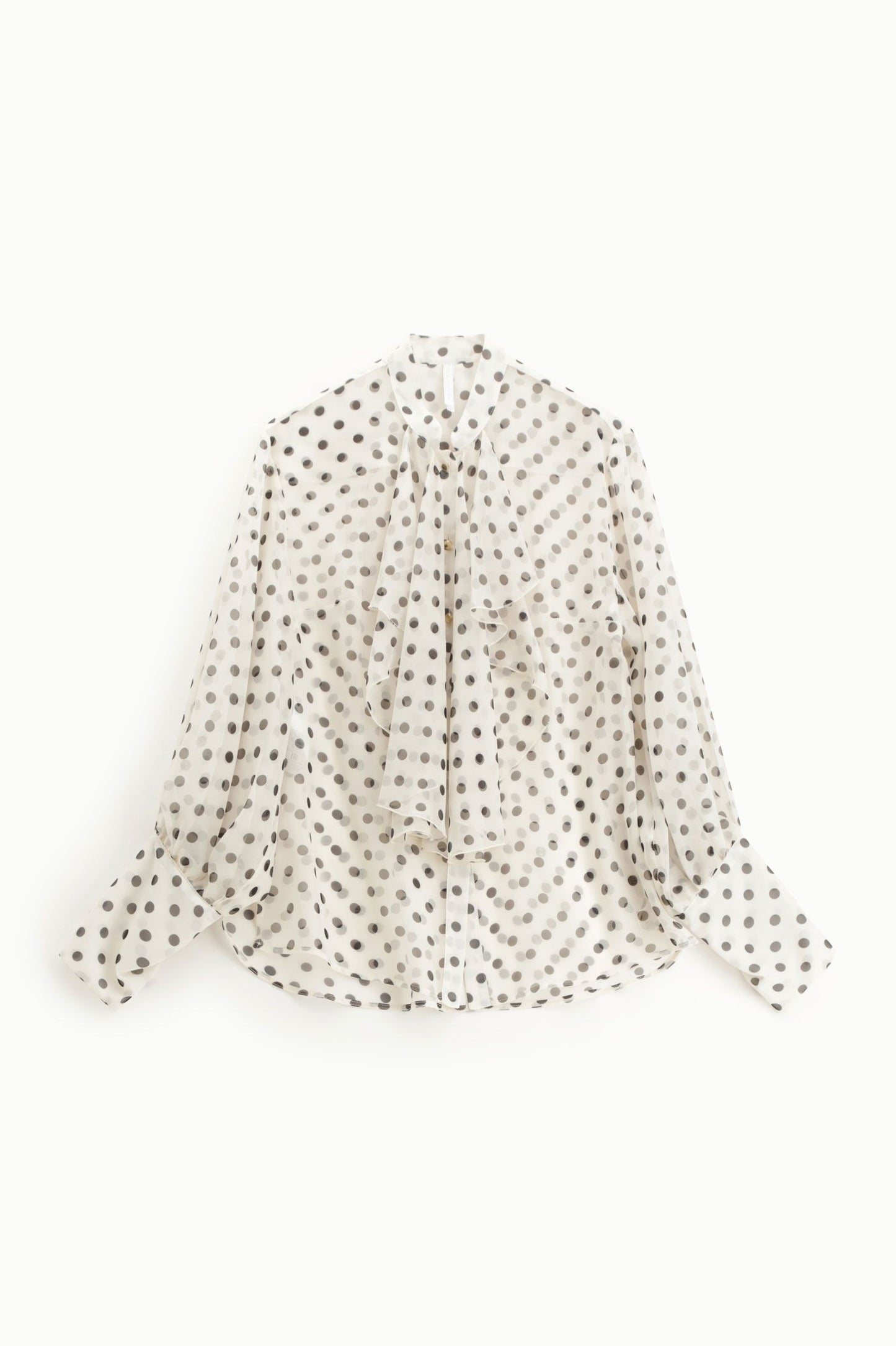 Camicia con stampa a pois e fiocco centrale