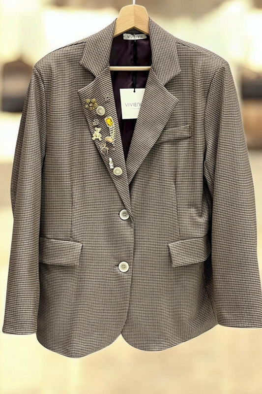 Blazer over in microcheck con spille