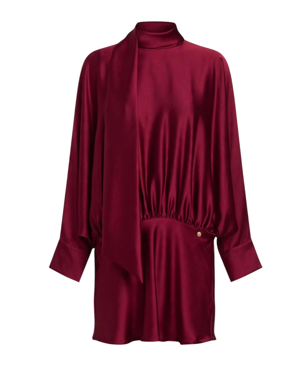 Short burgundy satin-effect dress