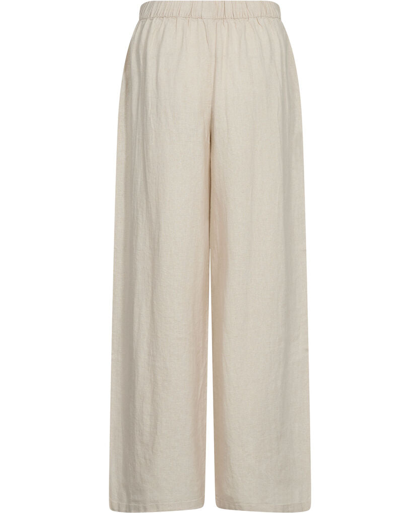 Pantalone a palazzo sabbia con elastico dietro