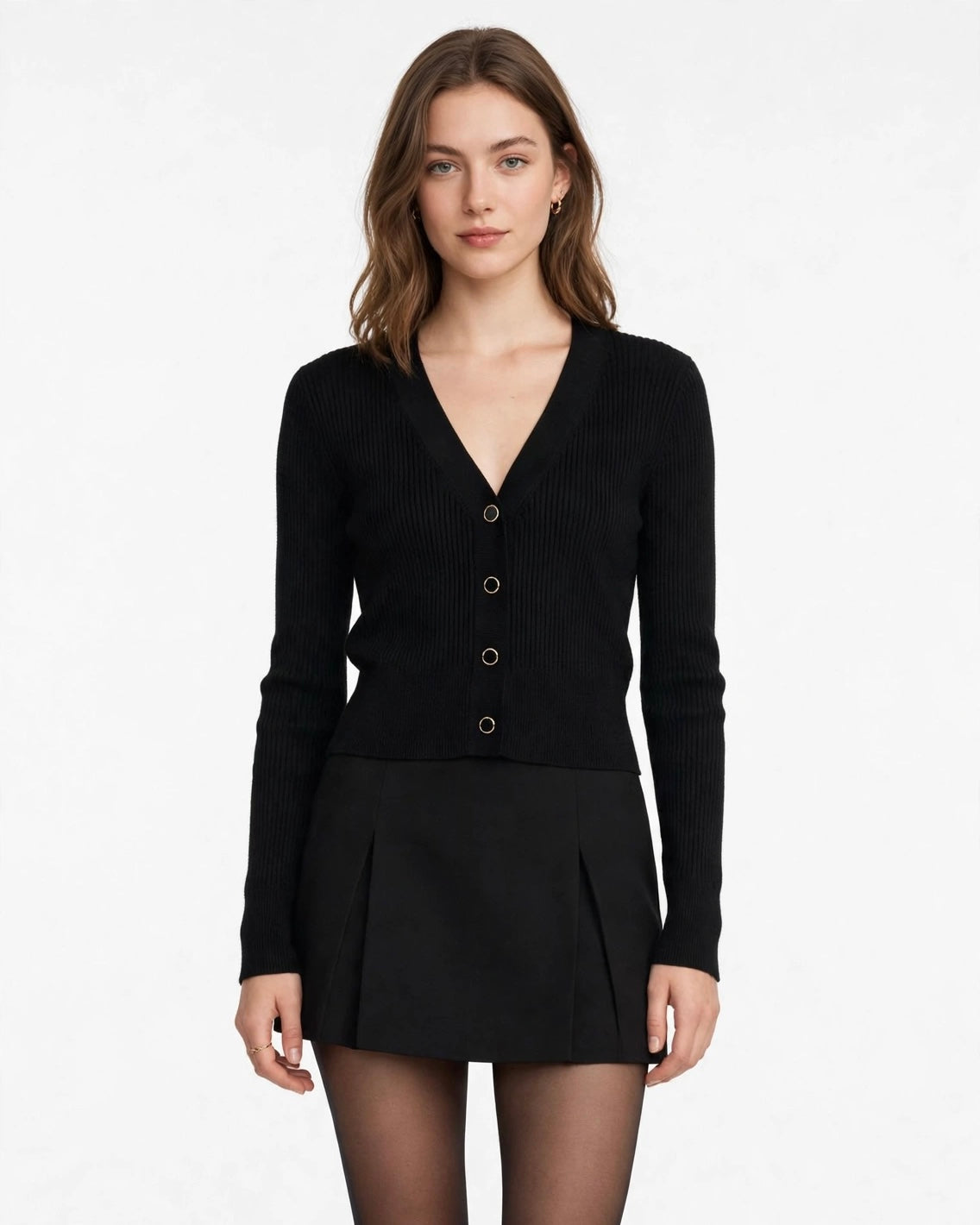 Cardigan crop nero canettato