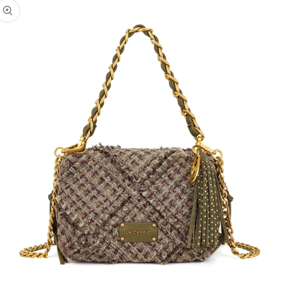 Borsa piccola green effetto bouclè