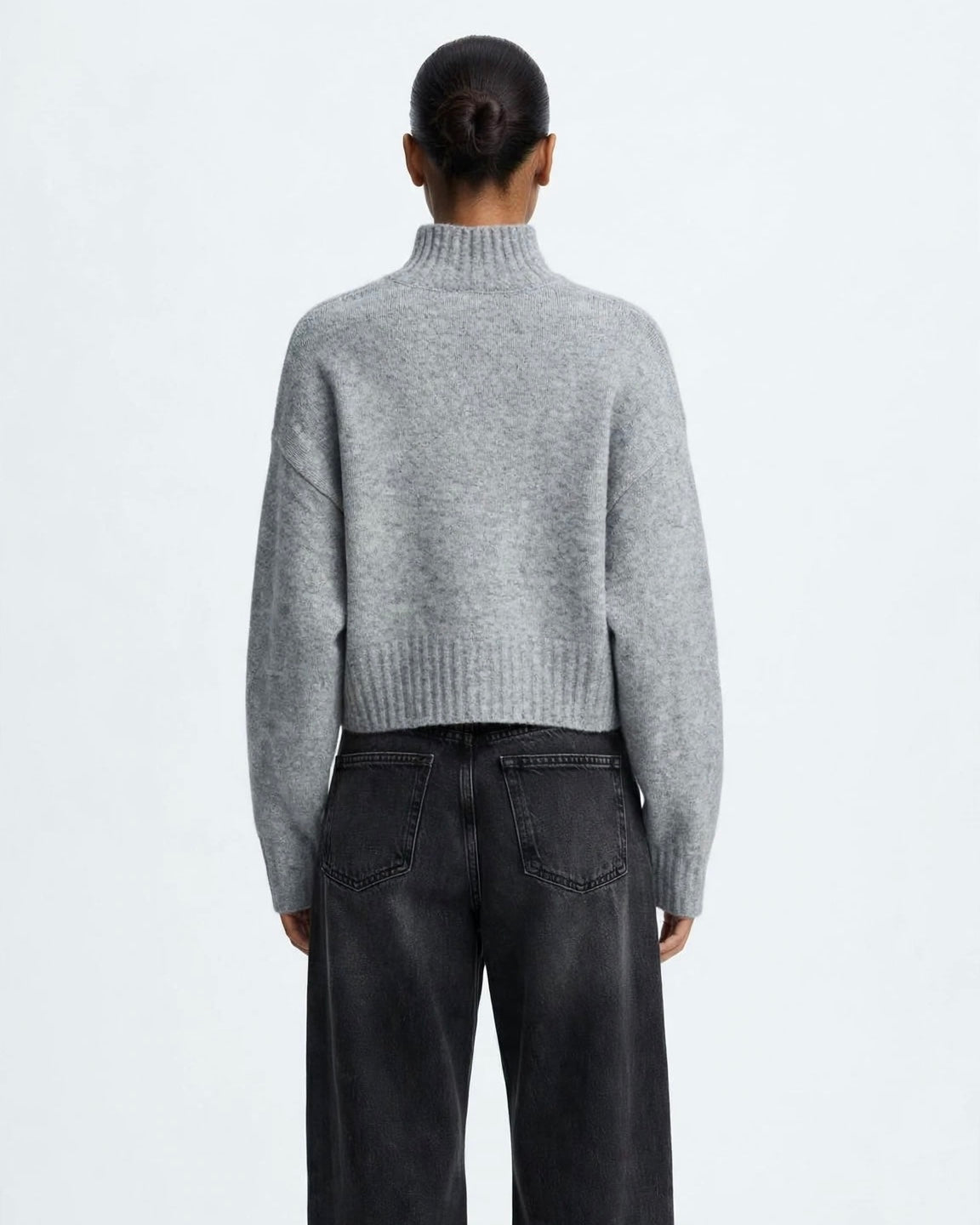 Maglione crop grigio mélange oversize